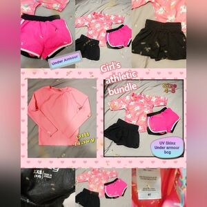 Girl's 4t Athletic Bundle 2 Tops 2 Shorts Under Armour Old Navy Bcg UV Skinz GUC